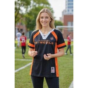 Majestic NFL Cincinnati Bengals Draft Me V Neck Shirt Women Small  Short Sleeve